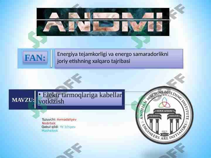 Elektr tarmoqlariga kabellar yotkizish 1