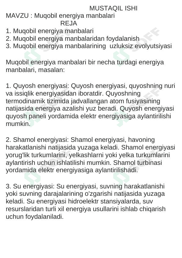 Muqobil energiya manbalari 1