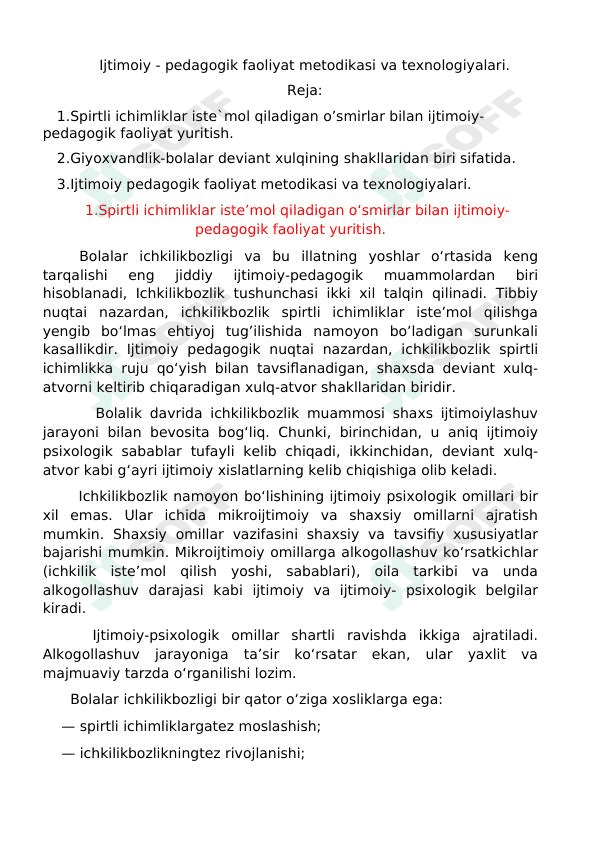 Ijtimoiy - pedagogik faoliyat metodikasi va texnologiyalari. 1