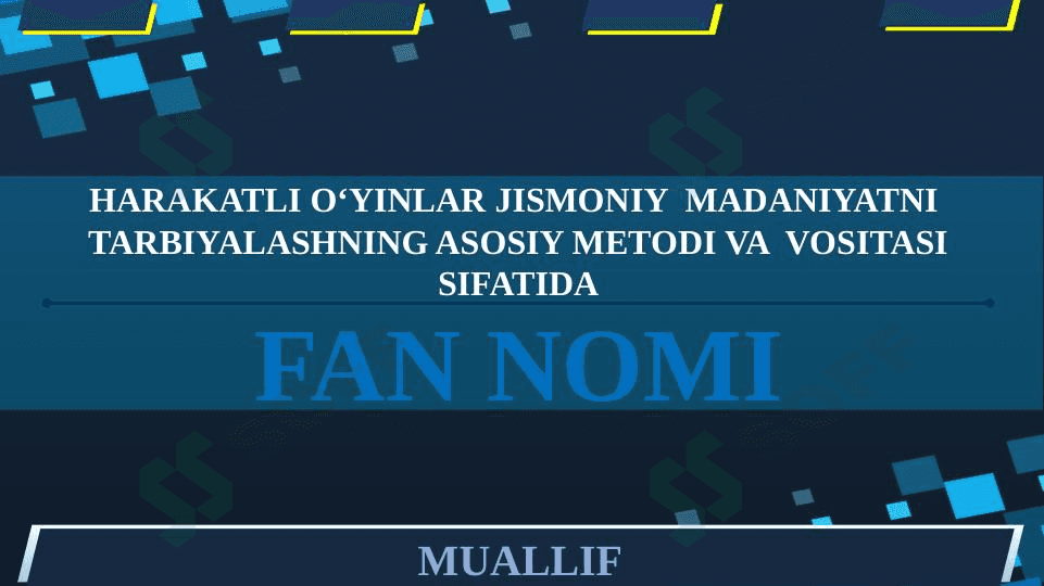 Harakatli o‘yinlar jismoniy  madaniyatni  tarbiyalashning asosiy metodi va  vositasi sifatida 1