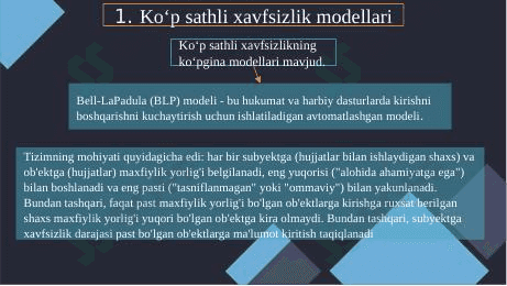 Kiberxavsizlik asoslari fanidan mustaqil ish 1-qism prezentatsiya 1