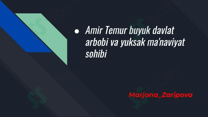 Amir Temur buyuk davlat  arbobi va yuksak ma'naviyat  sohibi 1