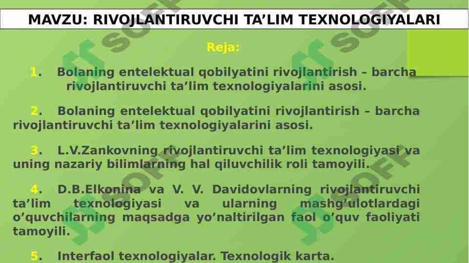 RIVOJLANTIRUVCHI TA’LIM TEXNOLOGIYALARI 1
