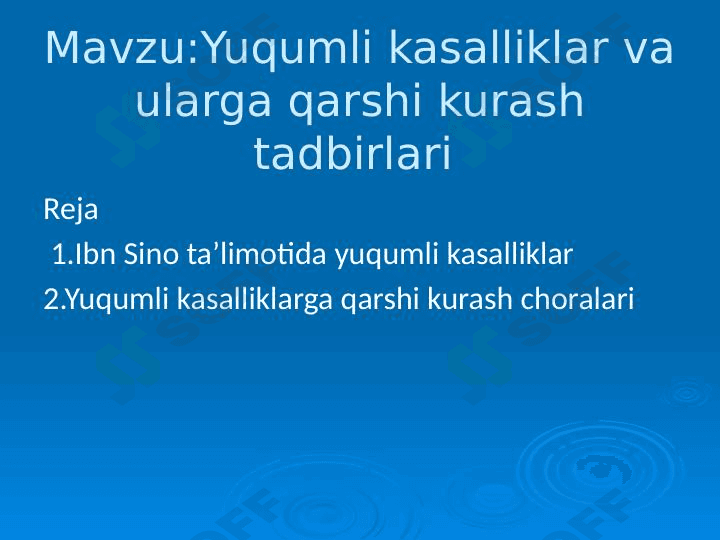 Yuqumli kasalliklar va ularga qarshi kurash 1