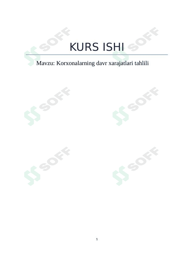 Korxonalarning davr xarajatlari tahlili 1