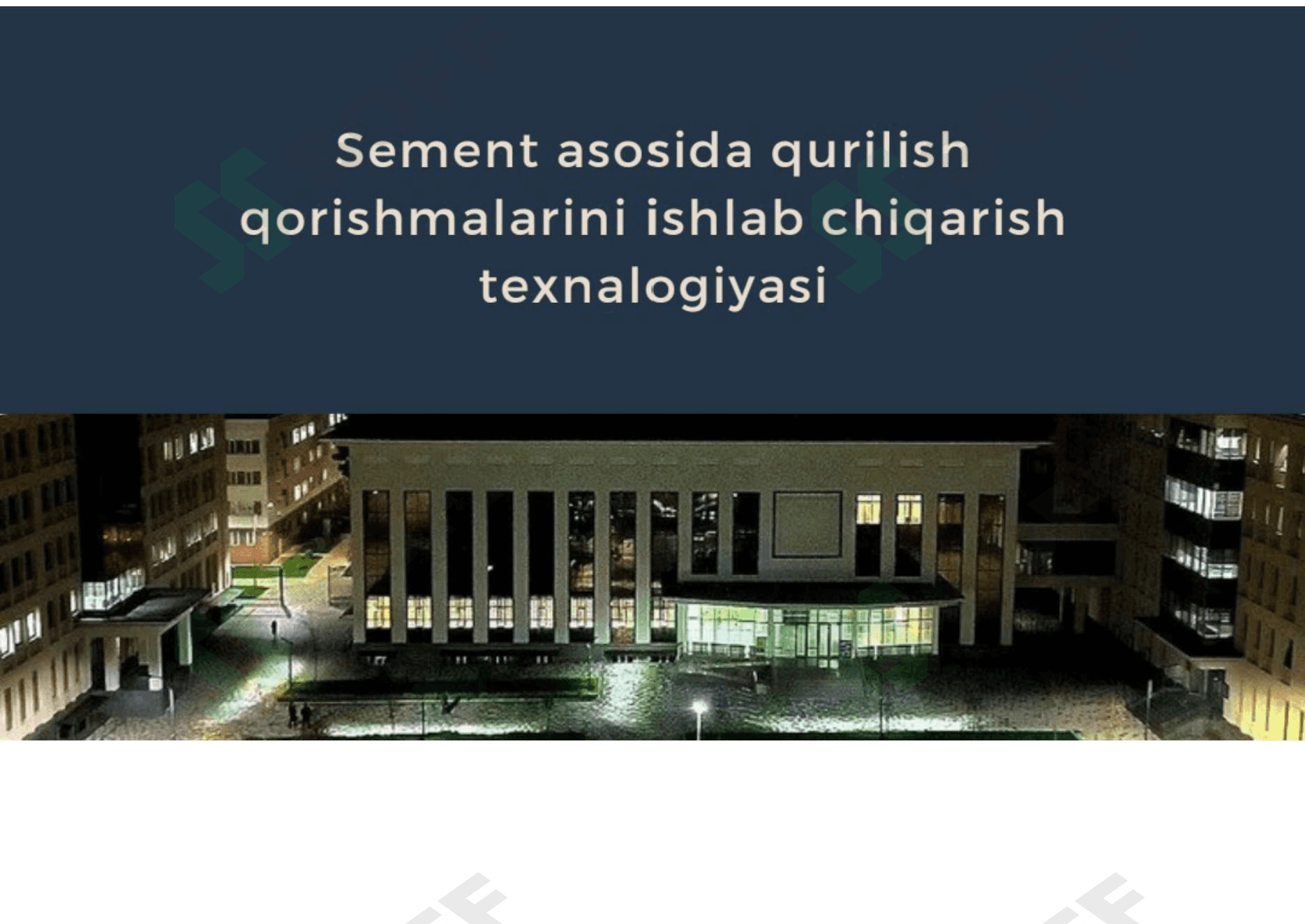 Sement asosida qurilish qorishmalarini ishlab chiqarish texnalogiyasi 1