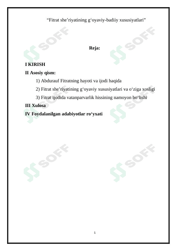 Fitrat she'riyatining g'oyaviy-badiiy xususiyatlari 1