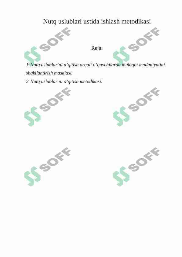 Nutq uslublari ustida ishlash metodikasi 1