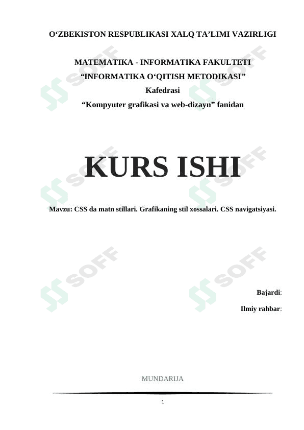 CSS da matn stillari. Grafikaning stil xossalari. CSS navigatsiyasi 1