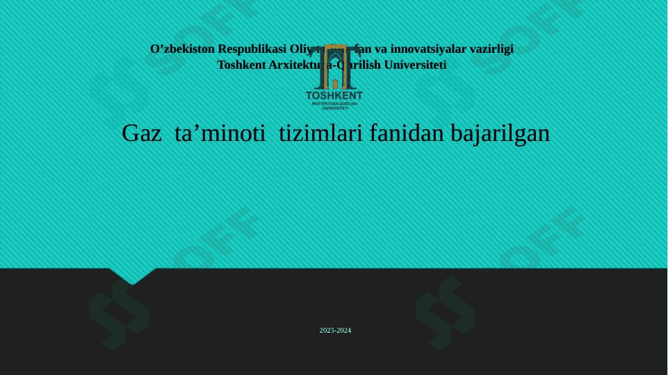 Gaz asbob-uskunalarini o’rnatish. 1