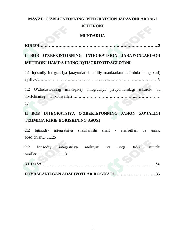 O'ZBEKISTONNING INTEGRATSION JARAYONLARDAGI  ISHTIROKI 1