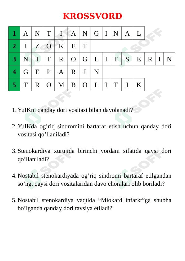 TERAPIYA FANIDAN KROSSVORD 1
