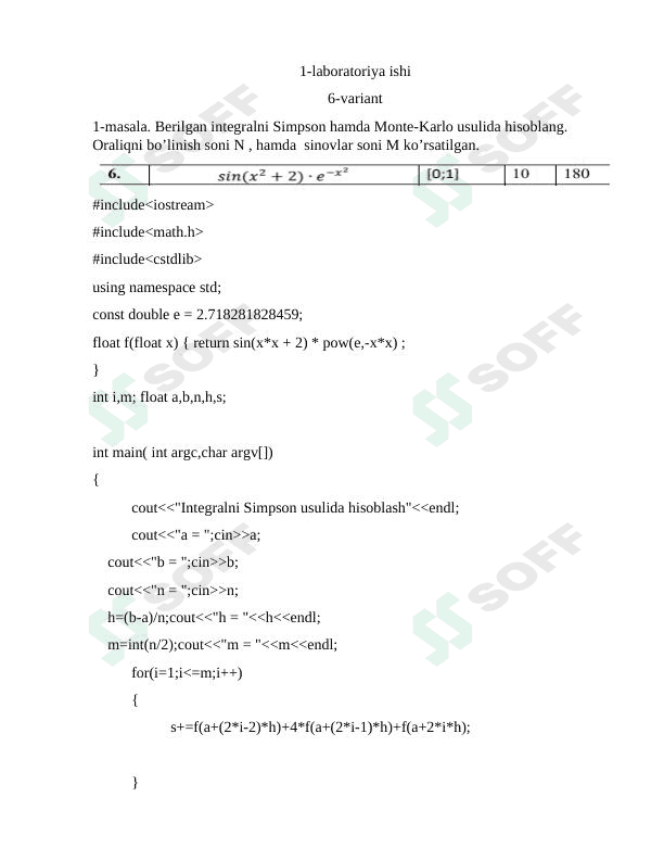 Algoritmlarni loyihalash, 6-variant 1