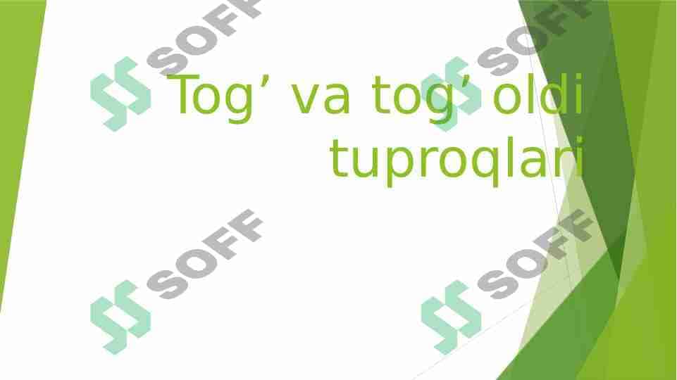 Tog’ va tog’ oldi tuproqlari 1