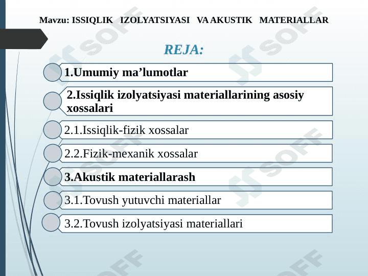 ISSIQLIK   IZOLYATSIYASI   VA AKUSTIK   MATERIALLAR 1