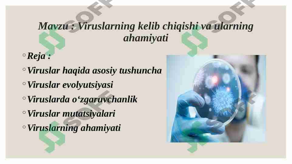Viruslarning kelib chiqishi va ularning ahamiyati 1