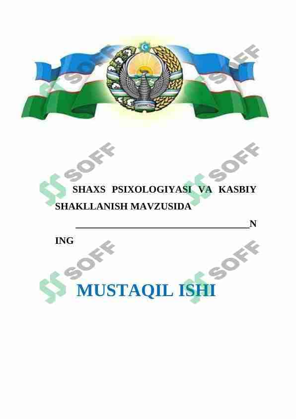 SHAXS PSIXOLOGIYASI VA KASBIY SHAKLLANISH MAVZUSIDA 1