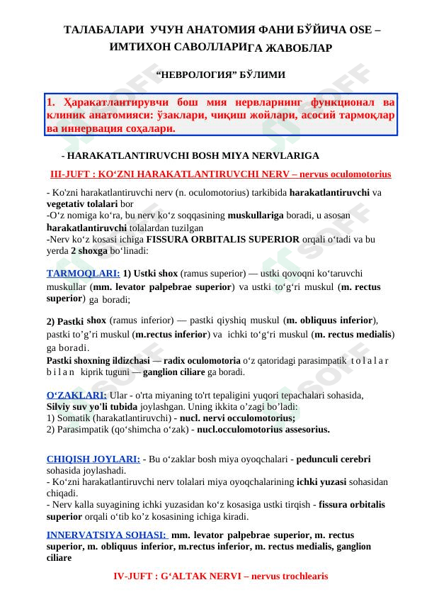TIBBIYOT TALABALARI UCHUN ANATOMIYA FANIDAN QO'LLANMA 1