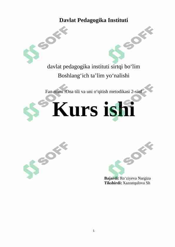 Ona tili va uni oʻqitish metodikasi 2-sinf 1