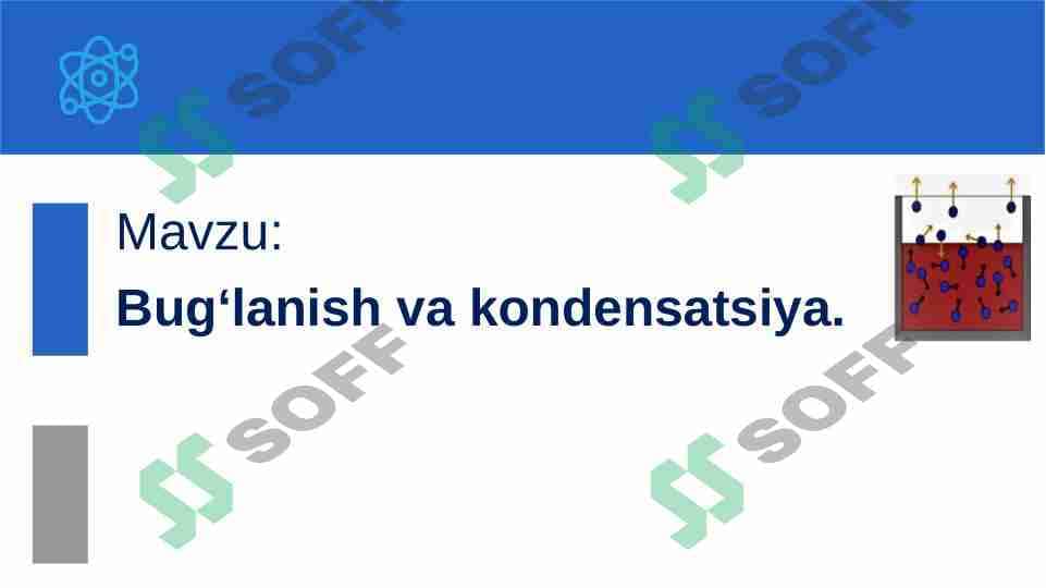 Bug'lanish va kondensatdiya 1