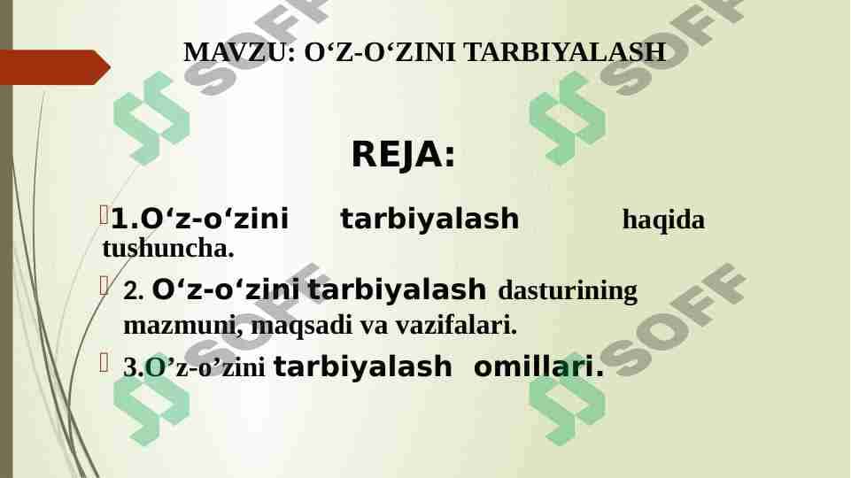 O‘Z-O‘ZINI TARBIYALASH 1