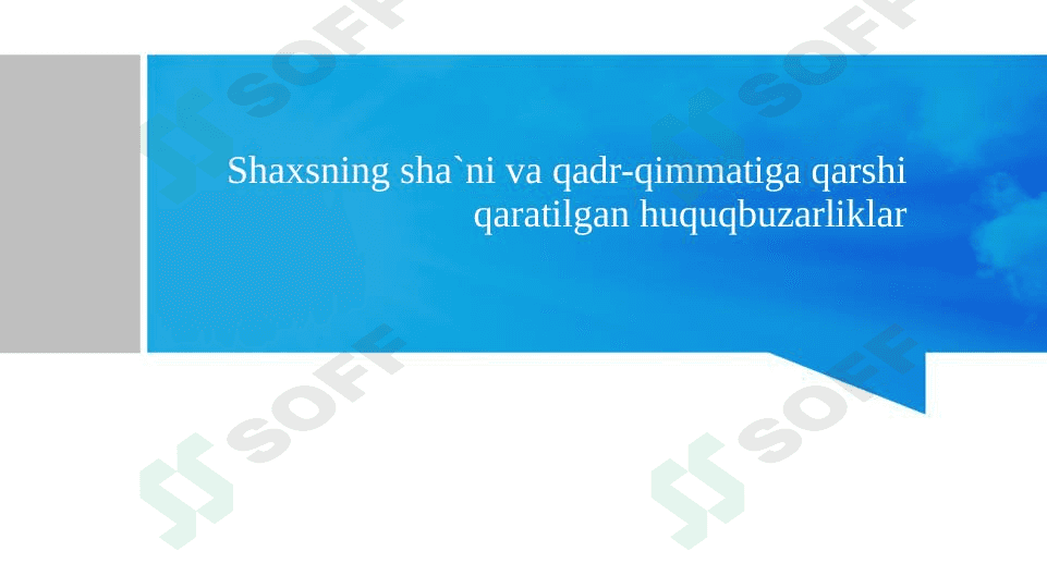 shaxsning sha`ni va qadr qimmatiga qarshi qaratilgan jinoyatlar 1