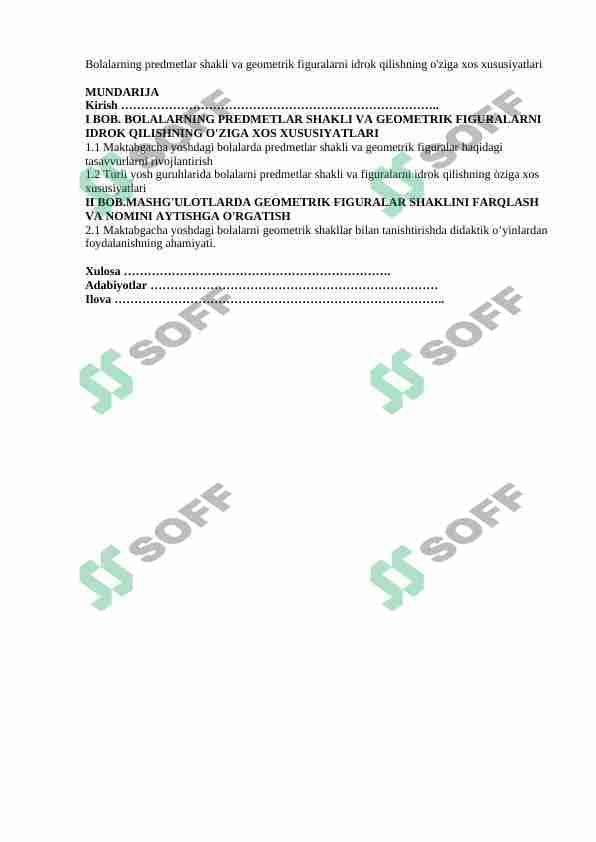 BOLALARNING PREDMETLAR SHAKLI VA GEOMETRIK FIGURALARNI IDROK QILISHNING O'ZIGA XOS XUSUSIYATLARI 1