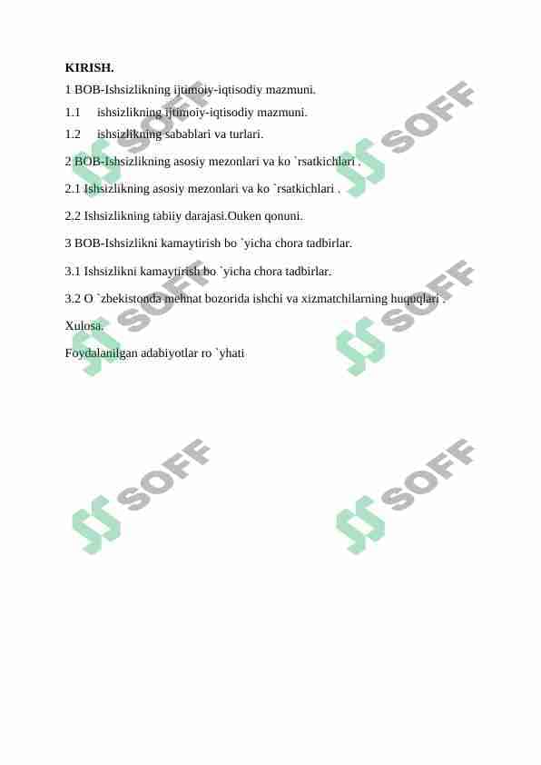 Aholi o `rtasidagi ishsizlikni kamaytirish,odamlar va oilalarning daromadini oshirish yo `llari 1