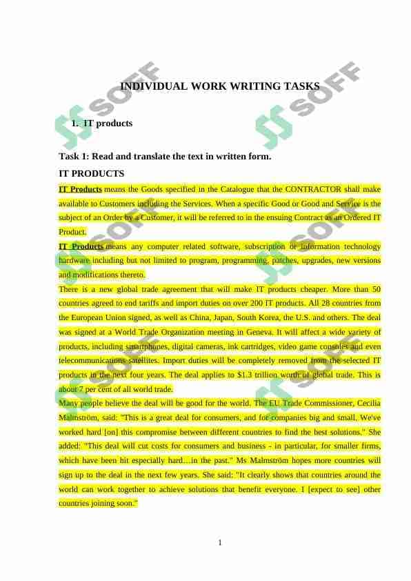 Inliz tilidan mustaqil ta'lim Axxborot texnologiyalari haqida 1