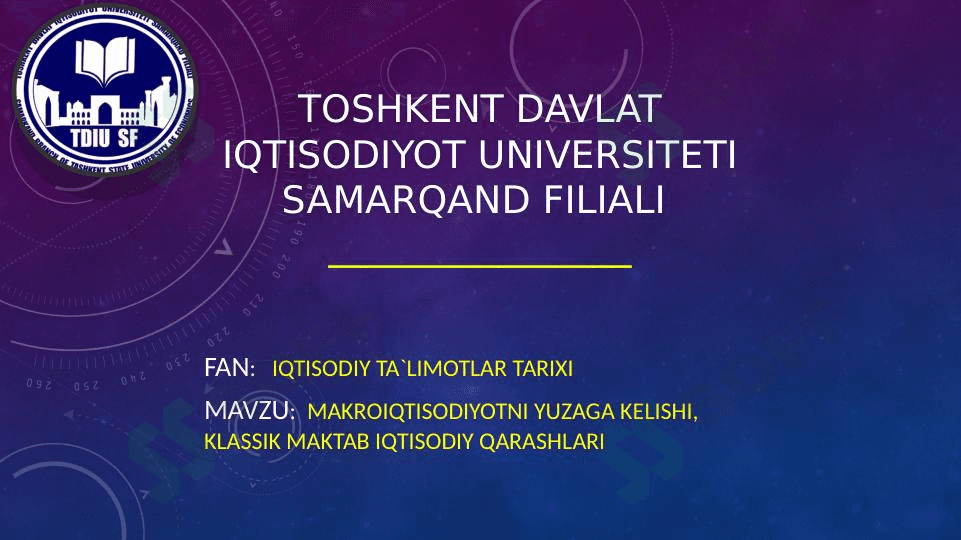 Makroiqtisodiyotni yuzaga kelishi, klassik maktab iqtisodiy qarashlari 1