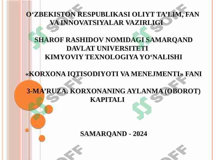 KORXONANING AYLANMA (OBOROT) KAPITALI 1
