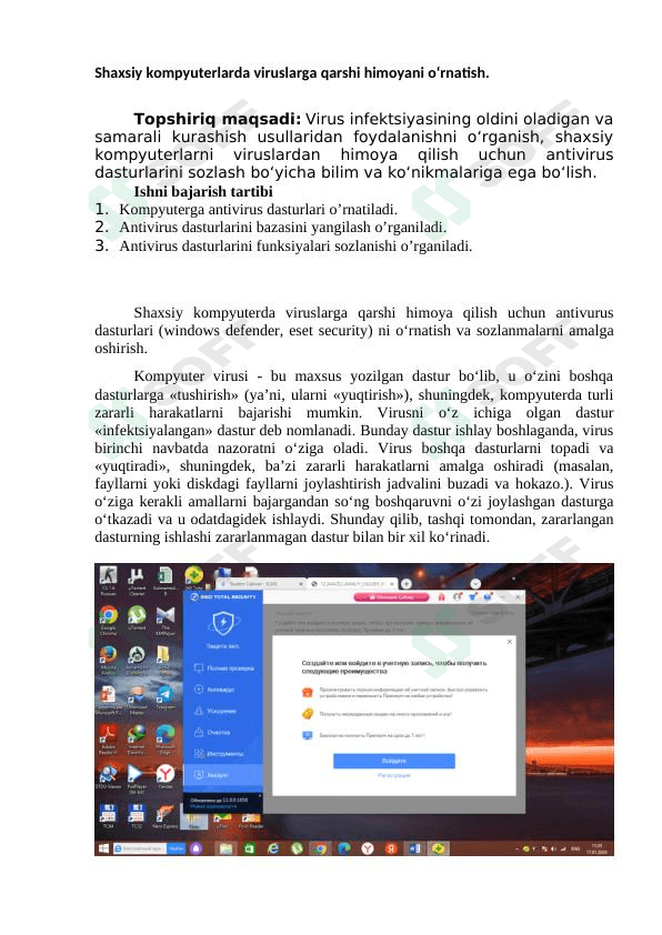 Shaxsiy kompyuterlarda viruslarga qarshi himoyani o‘rnatish 1