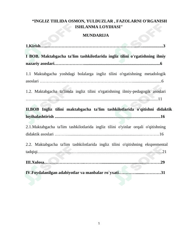 ingliz tilida osmon,yulduzlar, fazolarni o'rganish ishlanma loyihasi 1