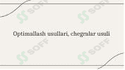 optimallashtirish usullari 1