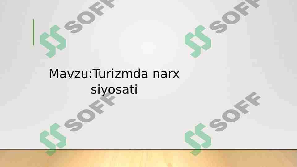 Turizmda narx siyosati 1