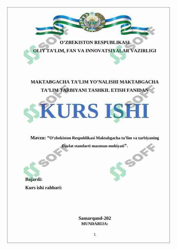 O‘zbekiston Respublikasi Maktabgacha ta’lim va tarbiyaning Davlat standarti mazmun-mohiyati 1