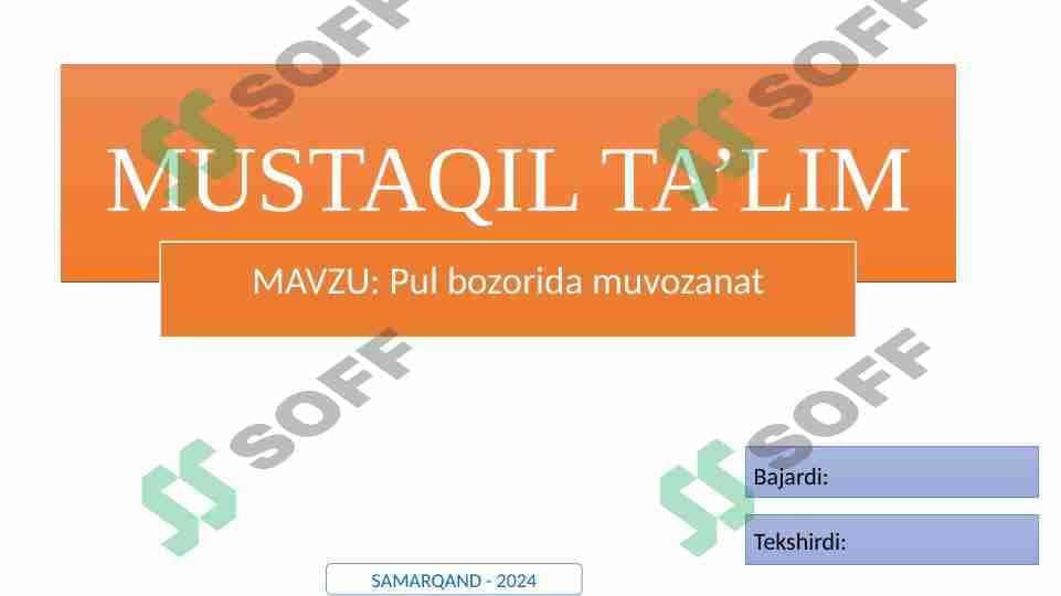 Pul bozorida muvozanat 1