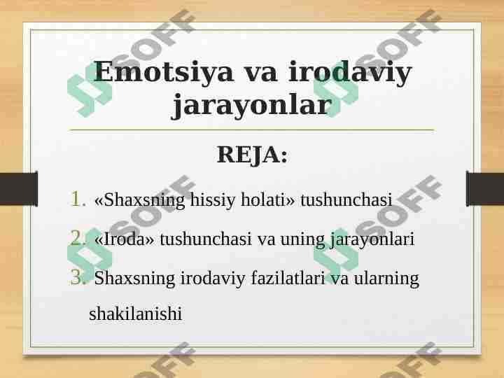 Emotsiya va irodaviy jarayonlar 1