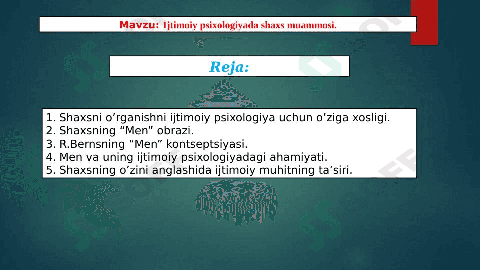 Ijtimoiy psixologiyada shaxs muammosi. 1