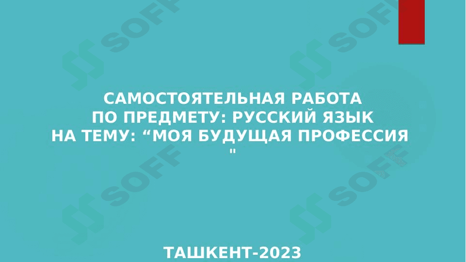 Моя будущая профессия 1