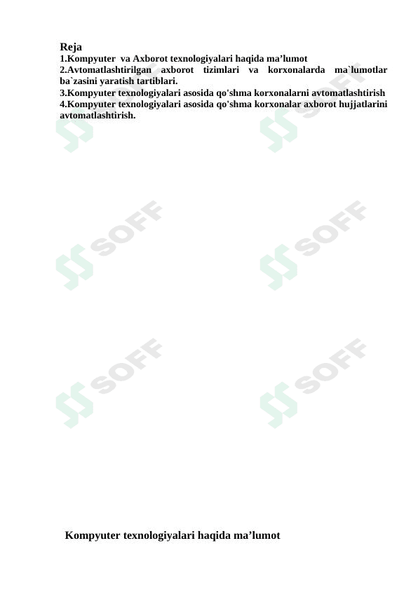 Kompyuter texnalogiyalari asosida qo'shma korxonalar axborot  xujjatlarini avtomatlashtirish 1