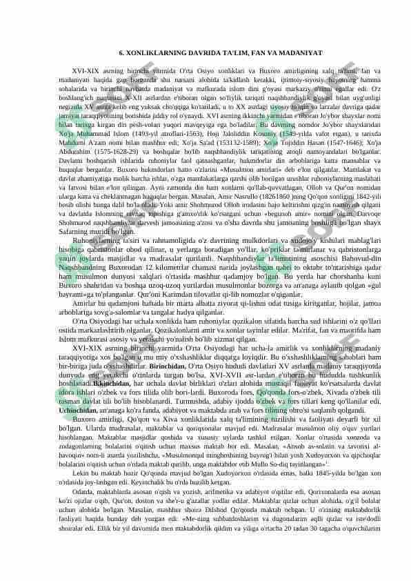 XONLIKLARNING DAVRIDA TA'LIM, FAN VA MADANIYAT 1