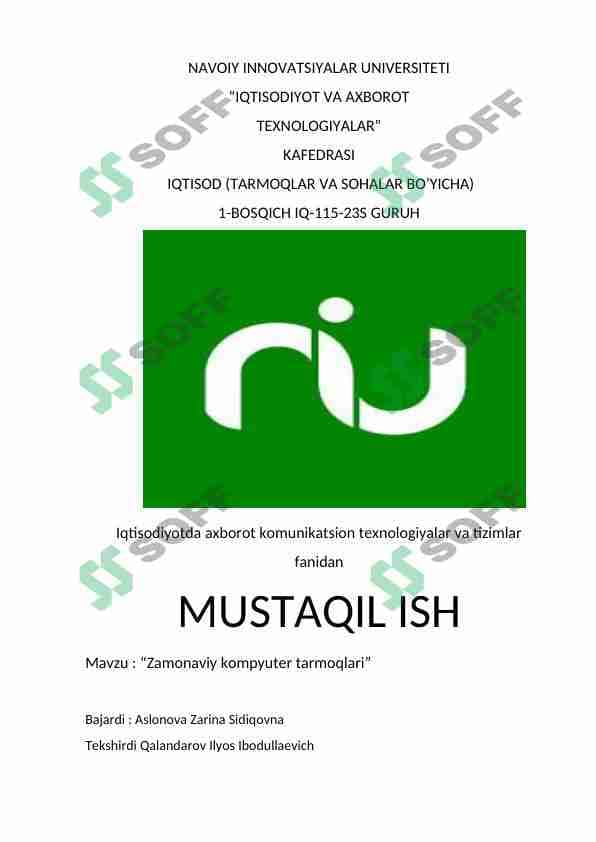 Zamonaviy kompyuter tarmoqlari 1