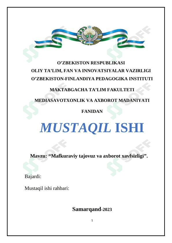 Mafkuraviy tajovuz va axborot xavfsizligi 1