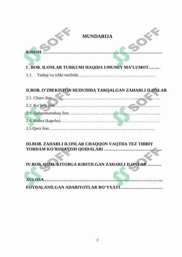O’ZBEKISTON HUDUDIDA TARQALGAN ZAHARLI ILONLAR 1