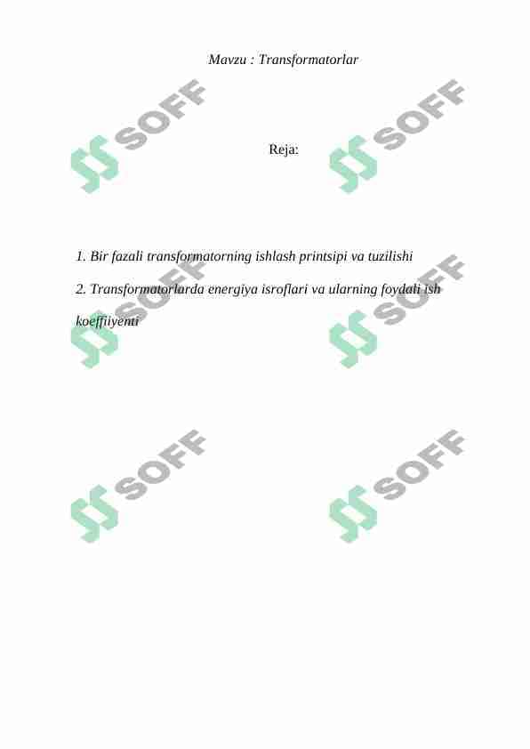 Transformatorlar 1