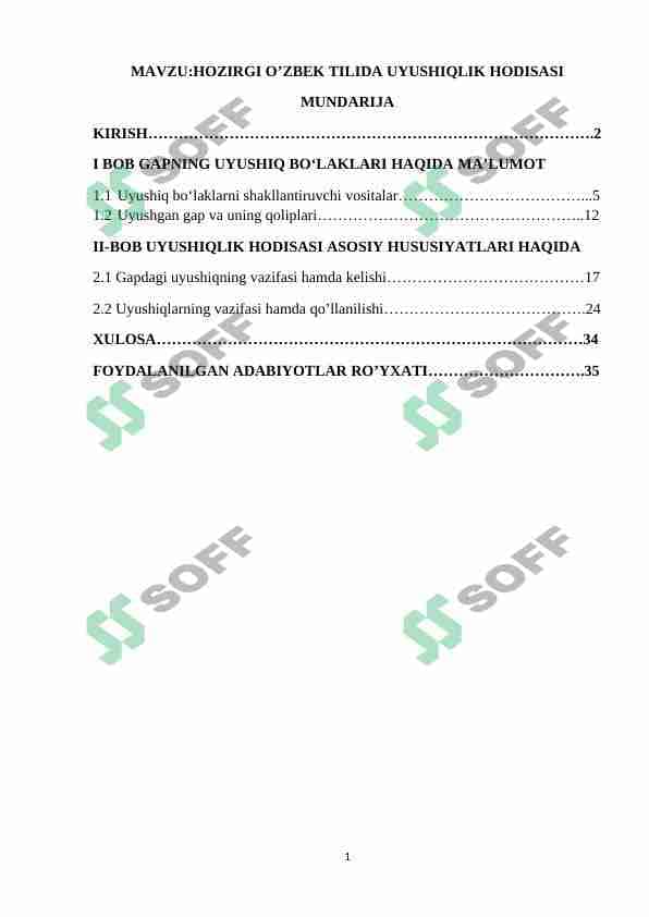 HOZIRGI O’ZBEK TILIDA UYUSHIQLIK HODISASI 1