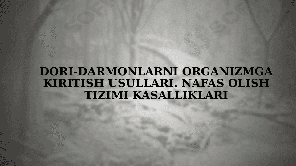 Dori-darmonlarni organizmga kiritish usullari. Nafas olish tizimi kasalliklari 1