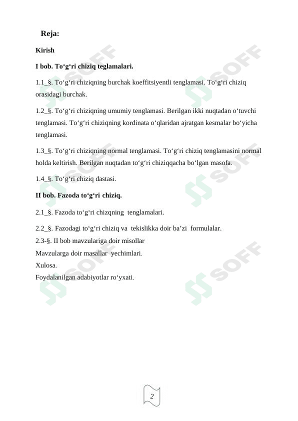 Tekislikda to‘g‘ri chiziqning turli tenglamalari 1