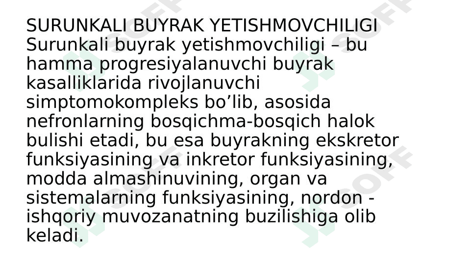 Surunkali buyrak yetishmovchiligi 1